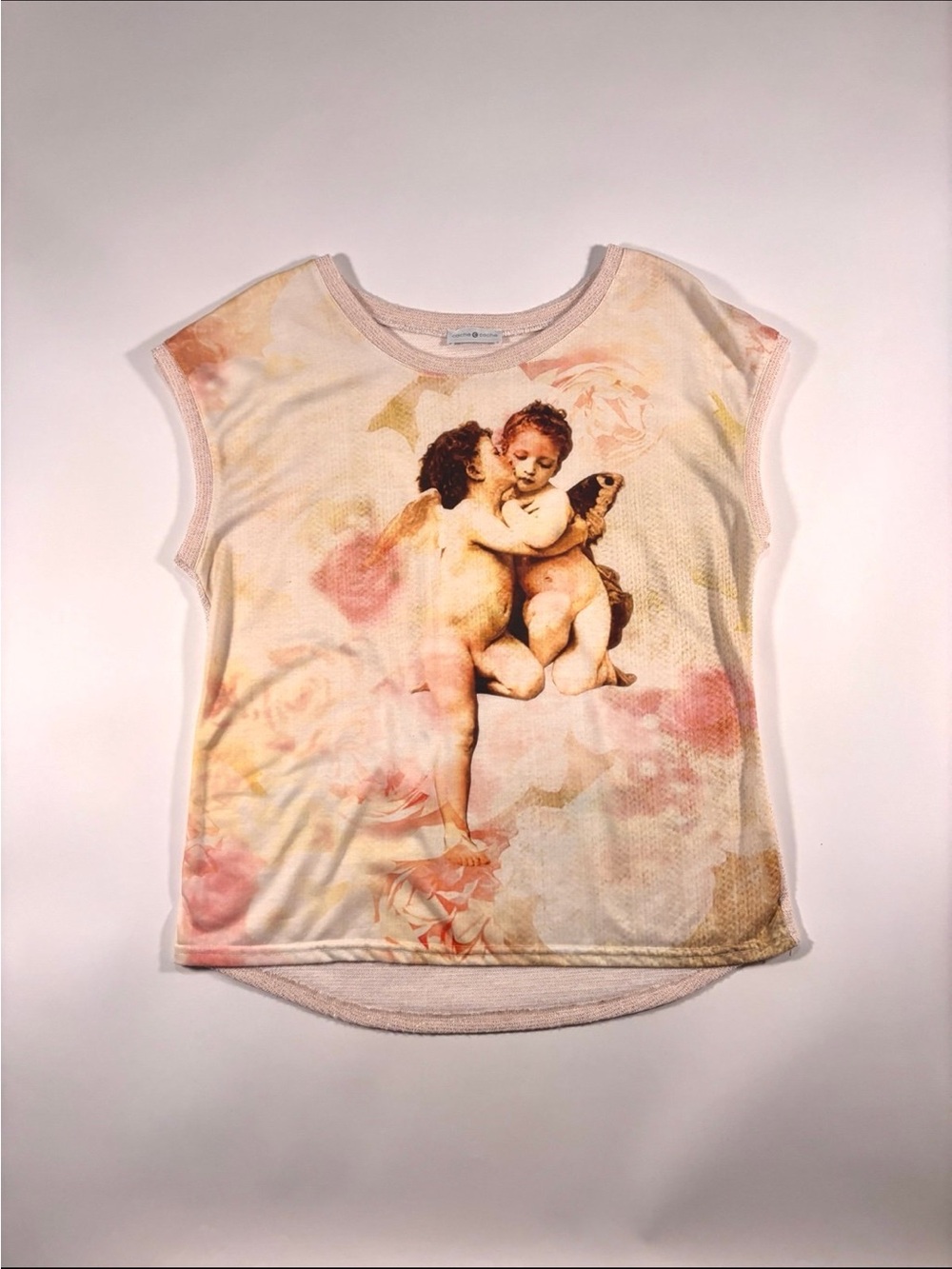 Cache Cache Cream Tank Top with Pink and Peach Cherub Print